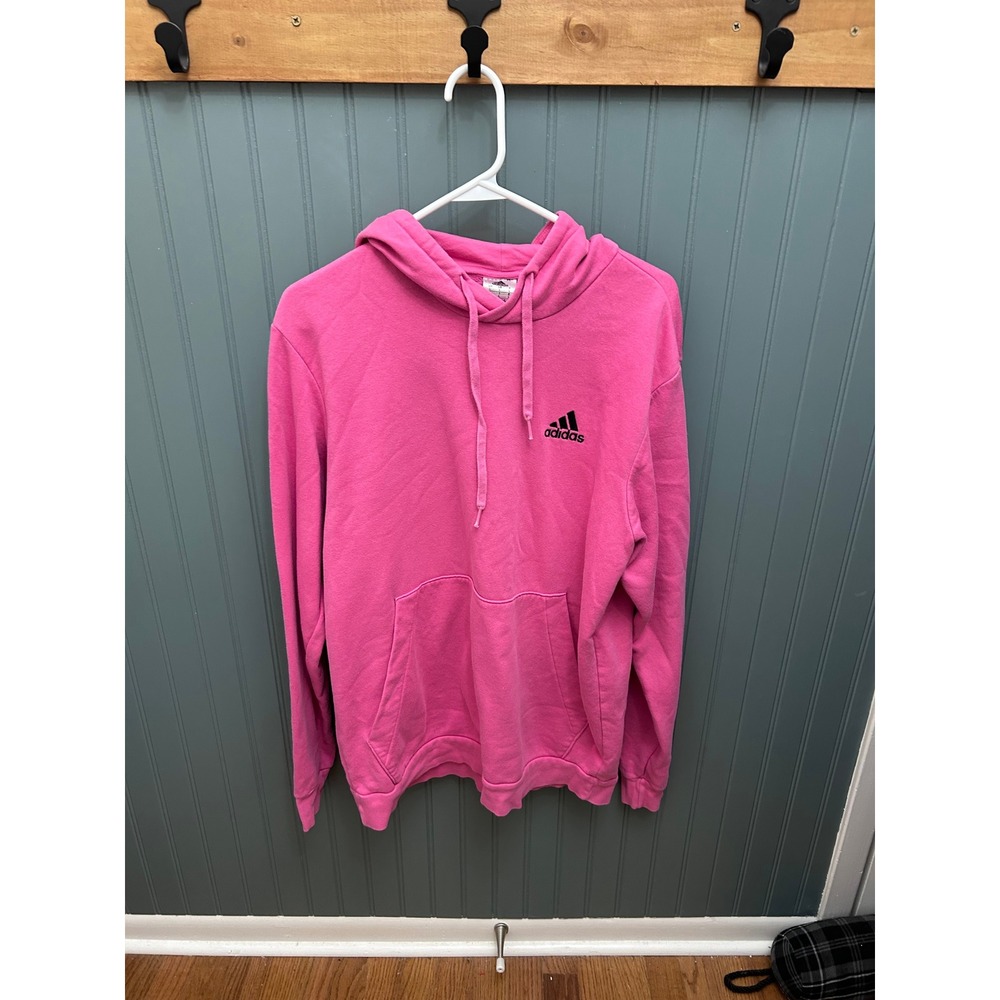 Adidas Pink Hoodie‎ Womens L/G Pullover Sweatshirt Embroidered Logo Activewear
